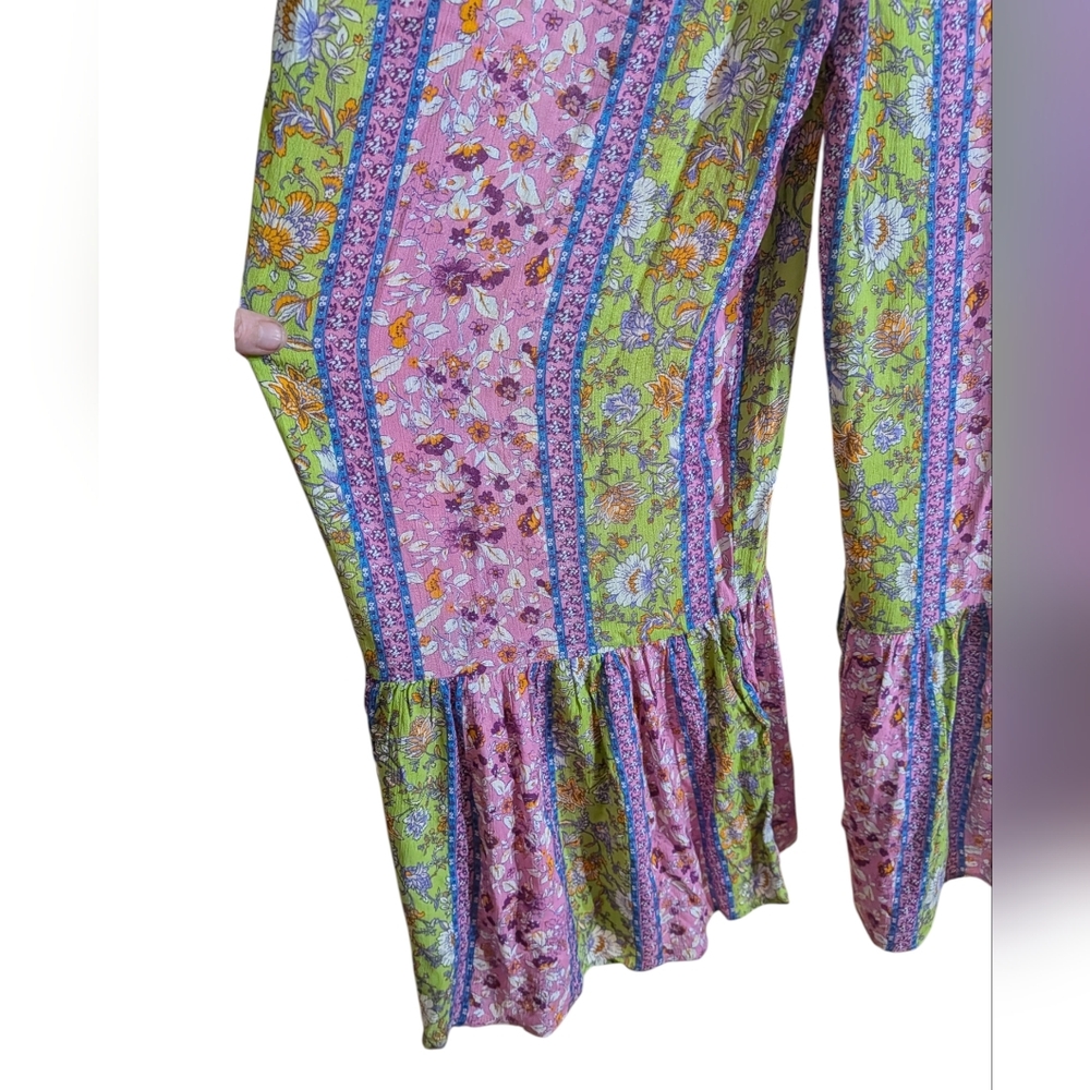 Easel Los Angeles Boho Floral Stripe Jumpsuit, Removable Straps, Festival Small - Picture 5 of 11